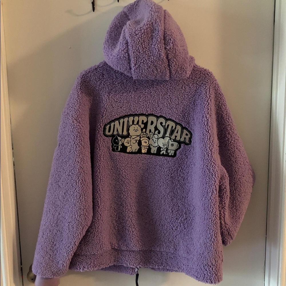 BTS' Lavender Sherpa Hoodie Jacket